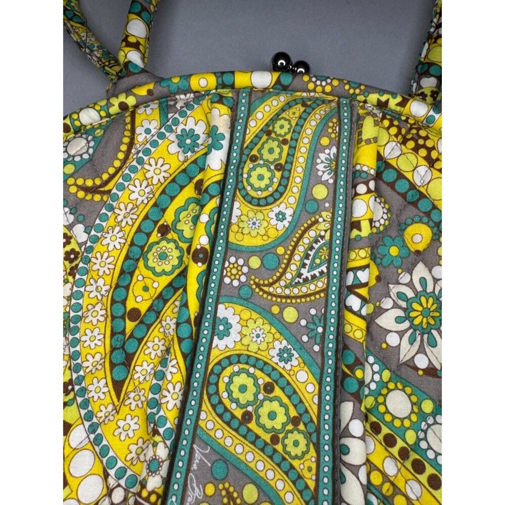 Vera Bradley Eloise Framed Handbag Retired Lemon Parfait NWT Yellow Teal Paisley - Picture 5 of 7